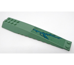 LEGO Sand Green Wedge 4 x 16 Triple Curved with Dark Turquoise Lianas Sticker (45301)