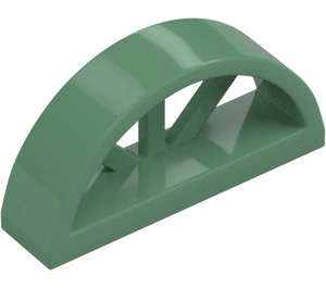 LEGO Sand Green Window 1 x 4 x 1.3 Curved with Bars (20309)