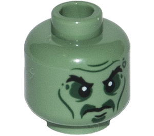 LEGO Sand Green Yang head (Recessed Solid Stud) (3626 / 26789)