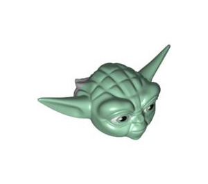 LEGO Sand Green Yoda Head with Straight Ears and Gray Hair (85290)