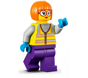 LEGO Sanitation Worker Shirley Keeper con Vibrant Amarillo Chaleco Minifigura