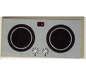 LEGO Scala Tile 3 x 6 with 2 Burner Hob Sticker (6934)