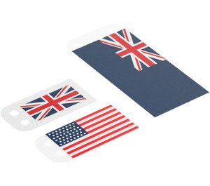 LEGO Blatt von 3 Flags (US, UK, Union Jack auf Blau) (82545)