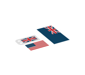 LEGO Sheet of 3 Flags (US, UK, Union Jack sur Bleu) (82545)