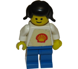 LEGO Shell Kobieta Worker z trapezoid Tułów Naklejka Minifigurka