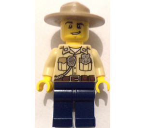 LEGO Sheriff with smirk, dark tan hat, tan uniform Minifigure