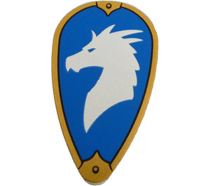 LEGO Shield - Long with White Dragonborn Head on Blue Background (2586)