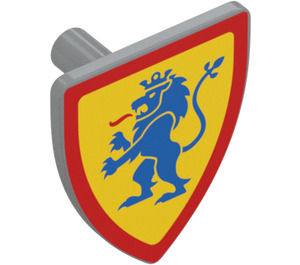 LEGO Shield - Triangular with Blue Lion Rampant on Yellow Background with Red Border (3846 / 102323)