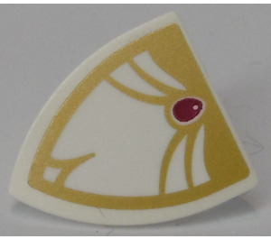 LEGO Shield - Triangular with Magenta Jewel and Gold Border Sticker (3846)