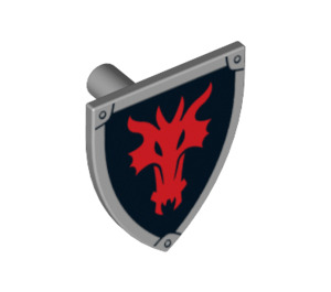 LEGO Schild - Dreieckig mit Rot Drachenkopf auf Schwarz Background (3846 / 14463)