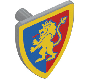 LEGO Shield - Triangular with Yellow Lion Rampant on Blue/Red Background with Yellow Border (3846 / 102330)