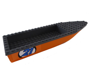 LEGO Ship Hull 8 x 28 x 3 with Dark Stone Gray Top with Blue '21' on Both Sides Sticker (92709)