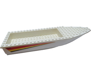 LEGO Ship Hull 8 x 28 x 3 con Bianco Superiore con '4643' e Strisce Adesivo (92710)