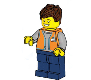 LEGO Shopkeeper - Oransje Vest Minifigur