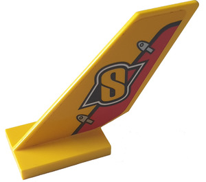 LEGO Shuttle Tail 2 x 6 x 4 with Yellow 'S' and Red Rudder on Both Sides Sticker (6239)