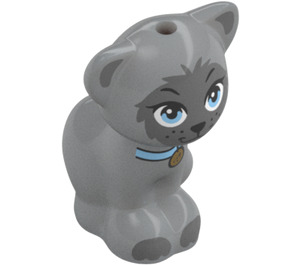 LEGO Sitting Chat avec Gris Fourrure et Bleu Collier (101115)