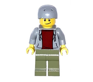 LEGO Skateboarder med Grå Hjelm og Olive Grønn Ben Minifigur