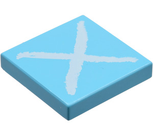 LEGO Sky Blue Tile 2 x 2 with Cross with Groove (3068 / 51361)