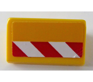 LEGO Slope 1 x 2 (31°) with Red and White Danger Stripes - Left Side Sticker (85984)