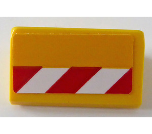 LEGO Steigung 1 x 2 (31°) mit Weiß und rot Danger Streifen - Recht Seite Aufkleber (85984)