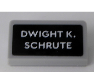 LEGO Slope 1 x 2 (31°) with White 'DWIGHT K. SCHRUTE' Sticker (85984)