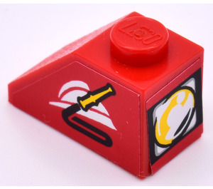 LEGO Helling 1 x 2 (45°) met Lamp en Brand Slang Sticker (3040)