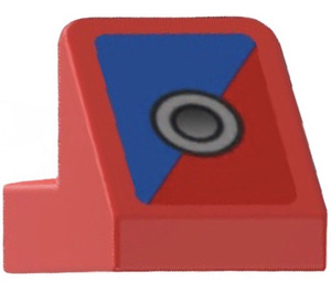 LEGO Slope 1 x 2 (45°) with Plate with Blue Triangle and Round Catch Sticker (15672)
