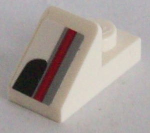 LEGO Steigung 1 x 2 (45°) mit Platte mit Dark rot, Schwarz und Grau Muster Aufkleber (15672)