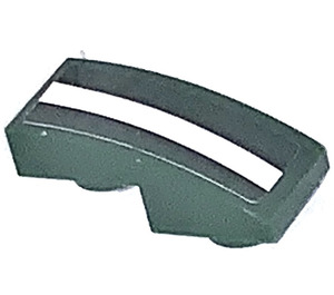 LEGO Slope 1 x 2 Curved Inverted with White Decoration Stripe on Dark Green Left Sticker (24201)