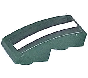 LEGO Slope 1 x 2 Curved Inverted with White Decoration Stripe on Dark Green Right Sticker (24201)