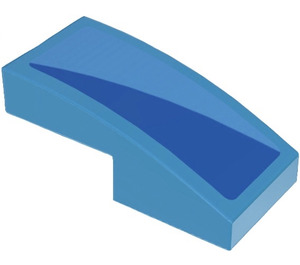 LEGO Slope 1 x 2 Curved with Blue Triangle Sticker (3593)