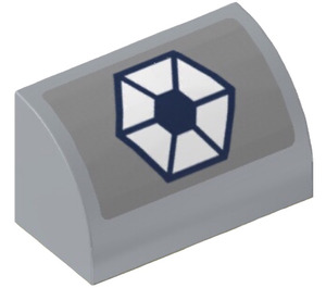 LEGO Slope 1 x 2 Curved with Dark Blue and White Hexagon Emblem Sticker (37352)