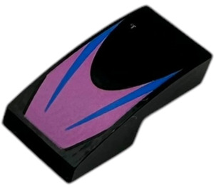 LEGO Slope 1 x 2 Curved with dark pink with blue stripes (11477 / 110841)