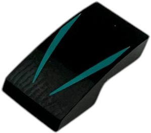 LEGO Slope 1 x 2 Curved with dark turquoise stripes (11477 / 110822)
