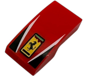 LEGO Slope 1 x 2 Curved with 'FERRARI' logo, black triangles and white stripes (11477 / 110811)