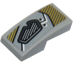 LEGO Slope 1 x 2 Curved with Gray Eye Cover and Metallic Gold Decorative Pattern Sticker (11477)