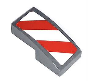 LEGO Slope 1 x 2 Curved with Hazard Stripes (Right) Sticker (11477)