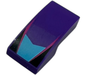 LEGO Slope 1 x 2 Curved with medium azure background, black triangle and red stripes (11477 / 110863)
