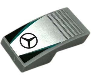 LEGO Slope 1 x 2 Curved with 'MERCEDES' logo, black triangle and silver stripes (11477 / 110821)