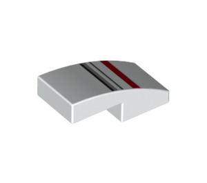 LEGO Slope 1 x 2 Curved with Red and Black and Gray Lines (11477 / 27427)