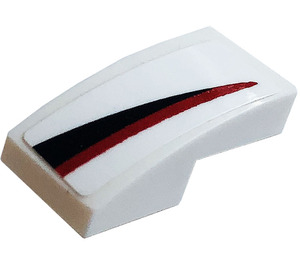 LEGO Slope 1 x 2 Curved with Red and Black Stripe Right Sticker (11477)