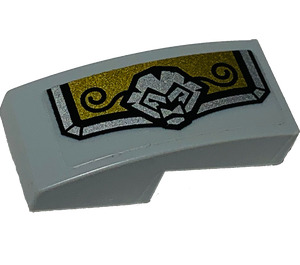 LEGO Slope 1 x 2 Curved with Silver lion Right on Golden Background from Set 70123 Sticker (11477)