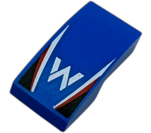 LEGO Slope 1 x 2 Curved with 'W' with black triangle and white, red stripes (11477 / 110846)