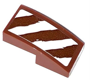 LEGO Slope 1 x 2 Curved with White Stripe on Reddish Brown (right to left) Sticker (11477)