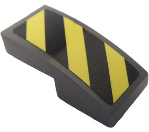LEGO Slope 1 x 2 Curved with Yellow and Black Danger Stripes (Left) Sticker (11477)