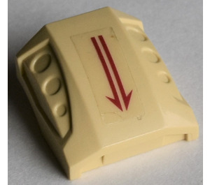 LEGO Helling 1 x 2 x 2 Gebogen met Dimples met Rood Pijl Sticker (44675)