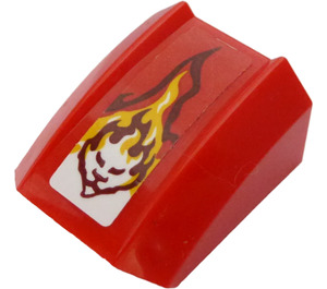 LEGO Slope 1 x 2 x 2 Curved with Flame and Lion Head Sticker (28659)