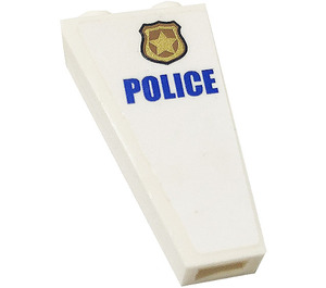 LEGO Slope 1 x 2 x 3 (75°) Inverted with blue "police" and gold police badge pattern (right side) Sticker (2449)