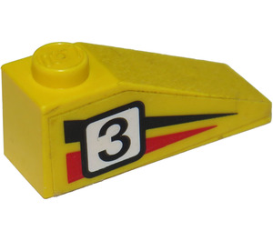 LEGO Pente 1 x 3 (25°) avec "3", Noir/rouge Rayures (Droite) Autocollant (4286)