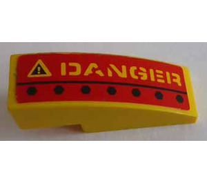 LEGO Helling 1 x 3 Gebogen met 'DANGER' Rechtsaf Kant Sticker (50950)